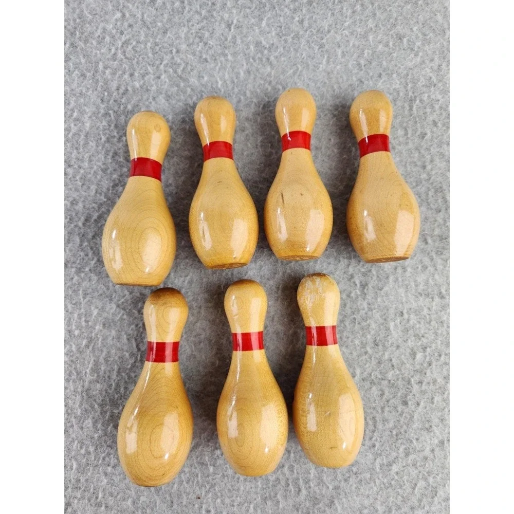 Vintage Miniature Wood lacquered 4 inch bowling pin Trophy League 1960s Pins Lot